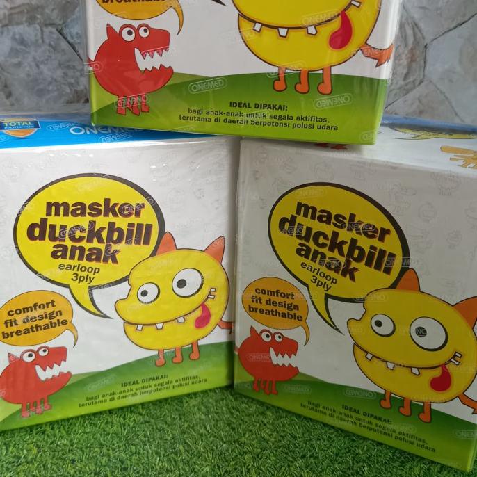 ( BISA COD ) masker duckbill onemed 3ply anak 1box isi: 25 pcs - motif strawbery CUCI GUDANG [Kode