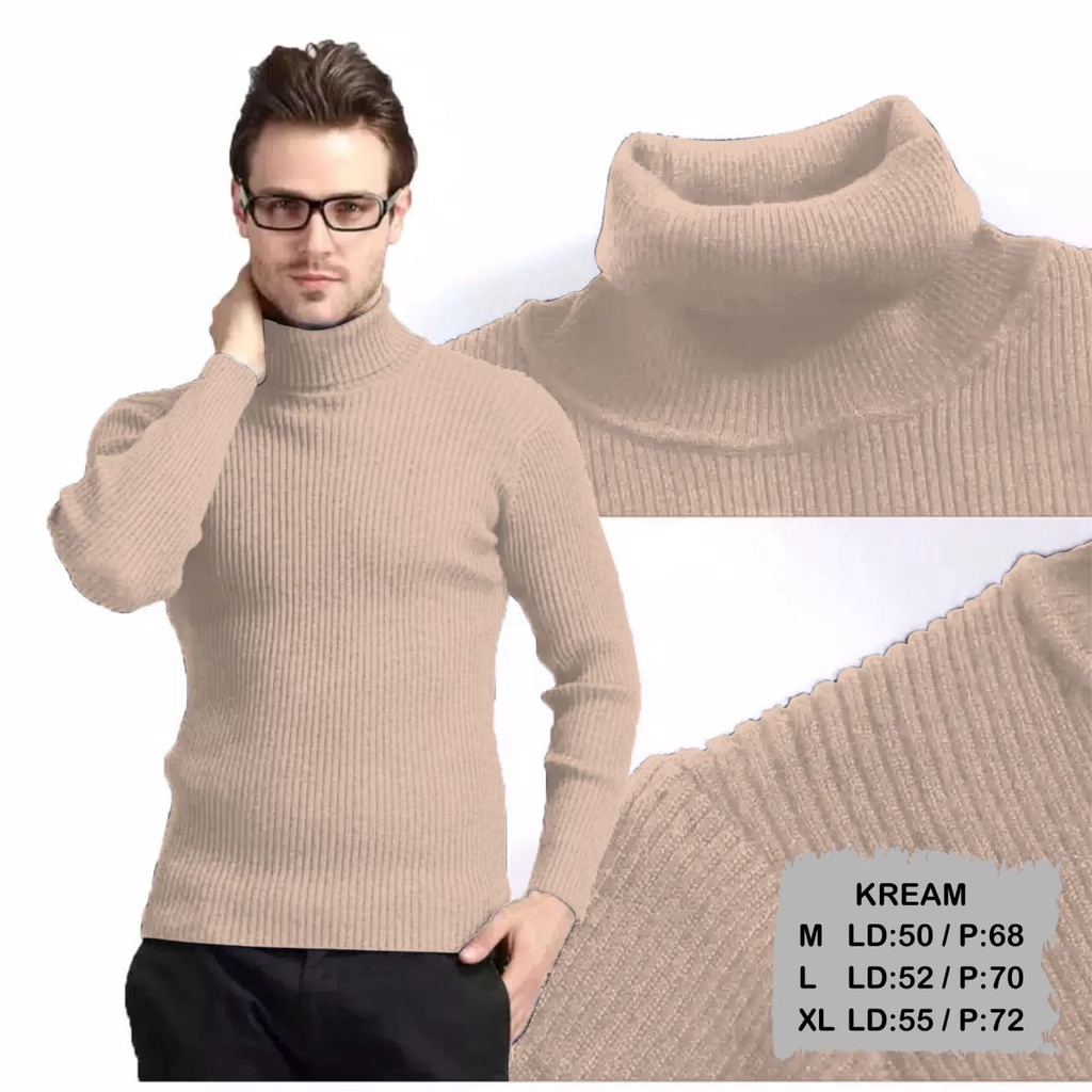 Kaospolos - Kaos TurtleNeck Polos Pria Lengan Panjang / Kaos Kerah Bulat Leher Tinggi Tangan Panjang