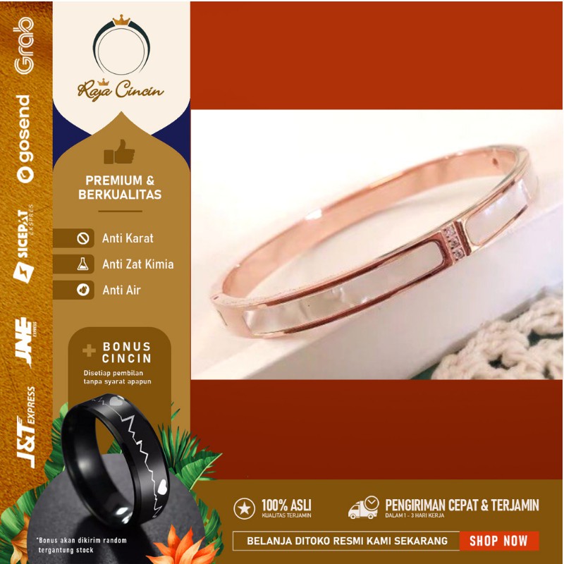 Gelang Titanium Wanita Anti Karat Asli Cewek Korea Perak Premium Fashion Mewah D3