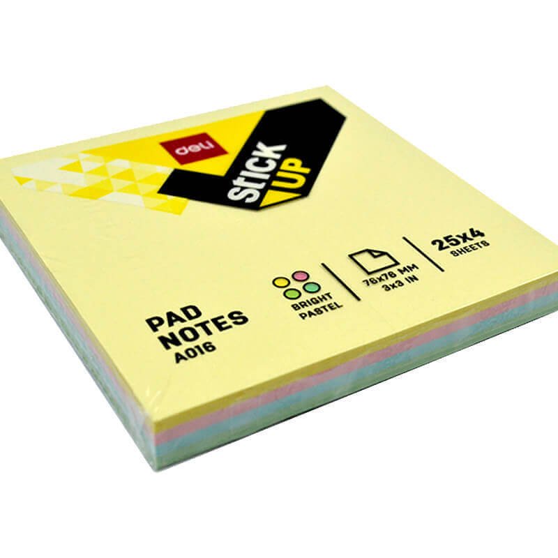 STICKY NOTES PASTEL 76X76 4 WARNA DELI A01603 3X3 IN 100 LBR