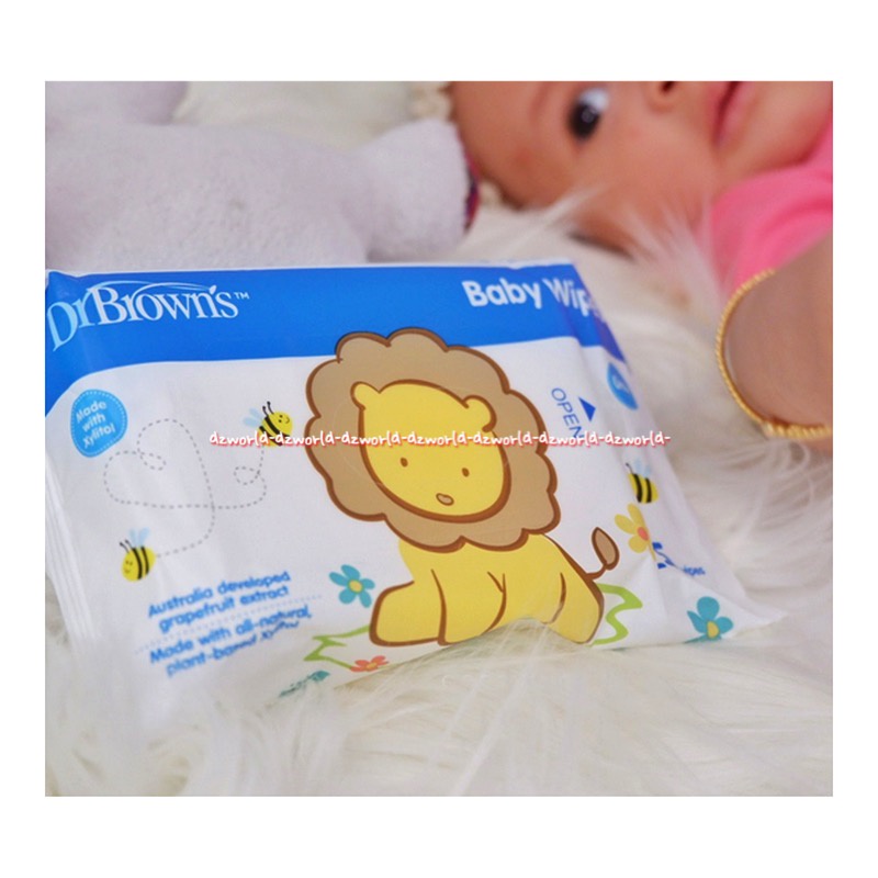 Dr Brown's Baby Wipes Xylitol Antibacterial 25gr Tisu Basah Bayi