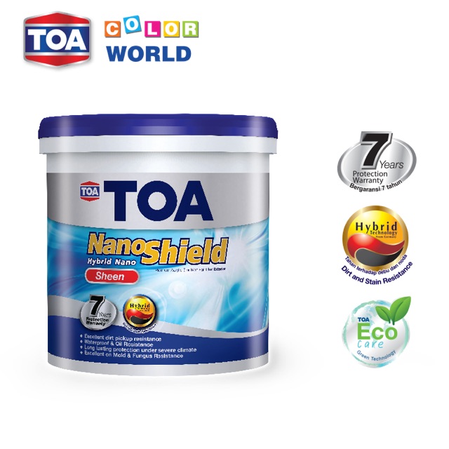 TOA PAINT -Cat tembok Exterior Nanoshield Sheen kemasan 10 Liter