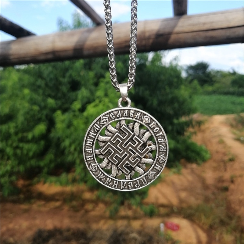 Kalung Liontin Jimat Rune Bahan Stainless Steel 316L Gaya Punk Viking Untuk Pria
