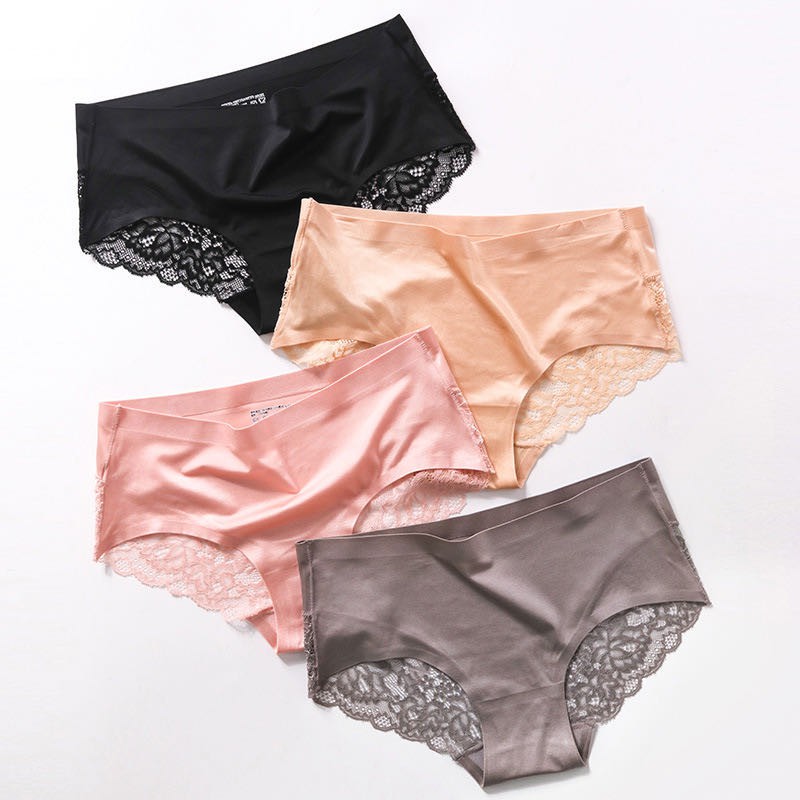 [COD] Celana Dalam Renda Brief Seamless Ice Silk Lace Underwear Sexy Panties Untuk Wanita