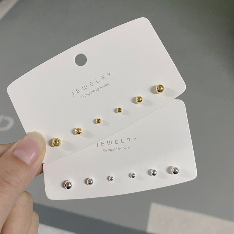 Anting Tusuk Sterling Silver Desain Bola Mini Simple Ala Korea Untuk Wanita