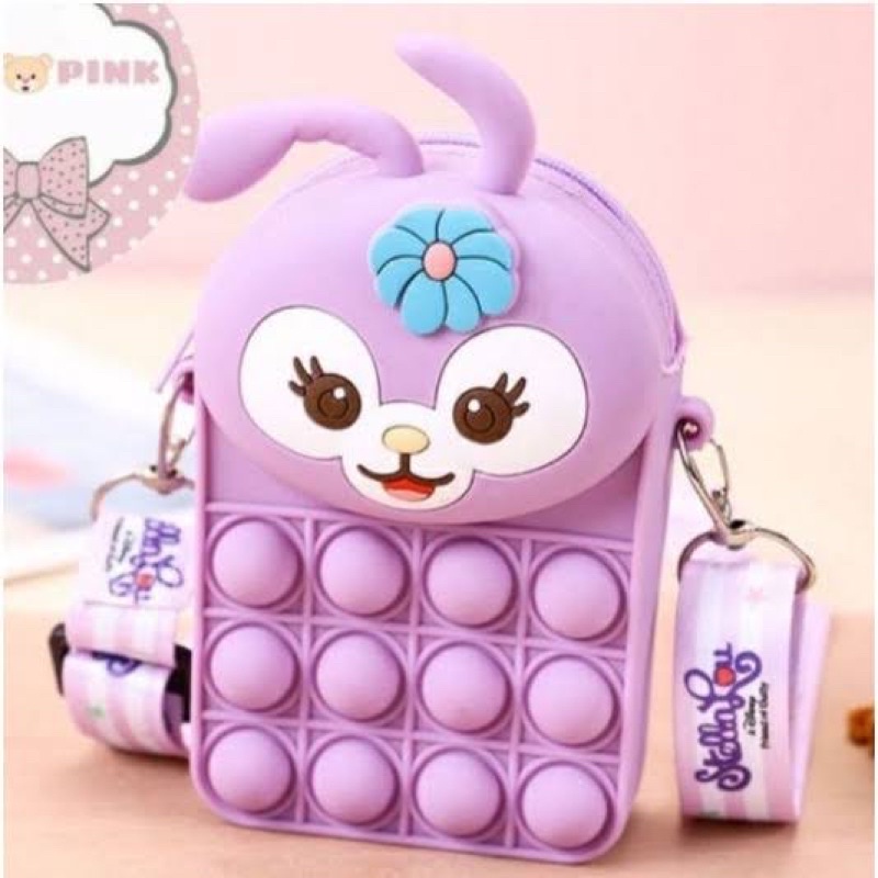 Tas Selempang Anak Pop It Melody Rabbit Rainbow