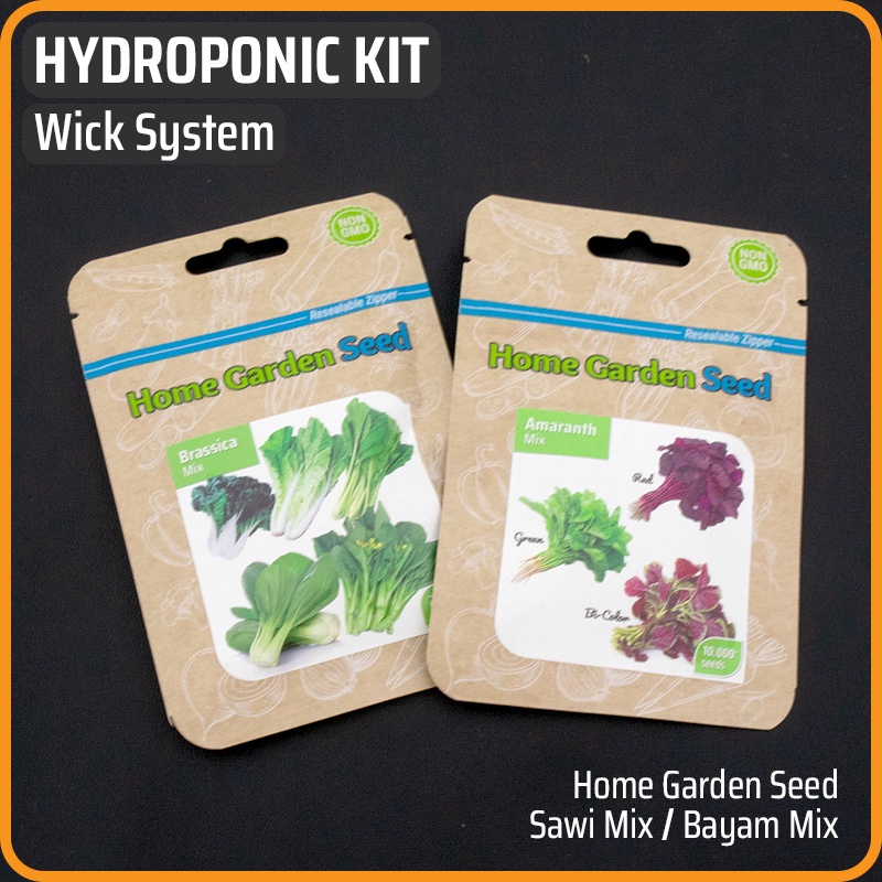 Paket Pemula Hidroponik Lengkap - Hydroponic Kit Wick System - 1 Baki