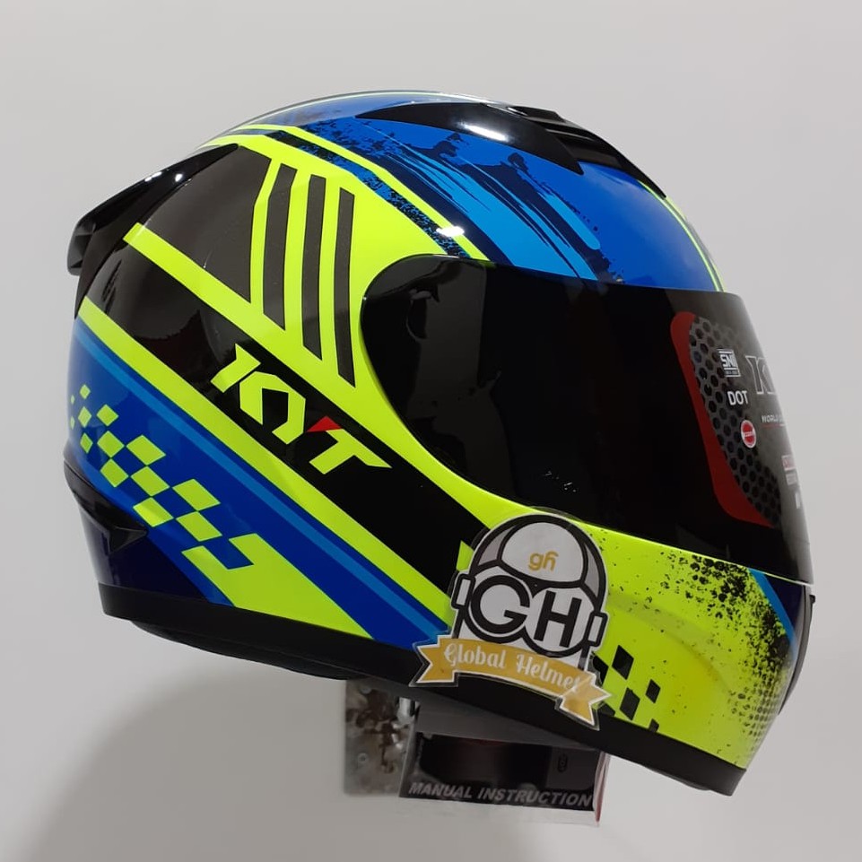 HELM KYT R10 #4 BLACK YELLOW BLUE KYT R-10 #4 KYT R-10 SMOKE VISOR