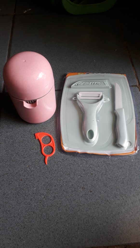 Pisau Set Keramik / 3 In 1 Pisau Set Talenan / Serutan Buah / Alat Set Dapur / Vs