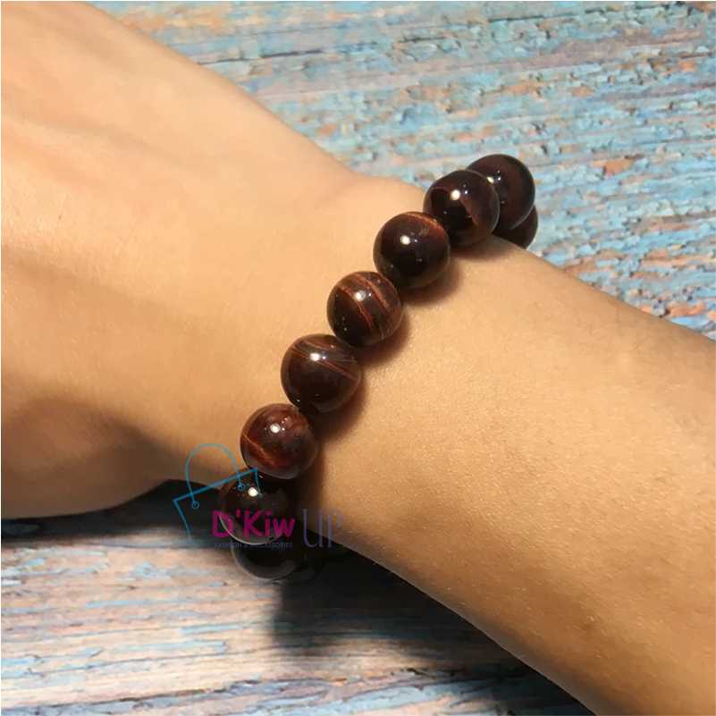 Gelang batu natural red tiger eye diameter 8,10 mm best produk