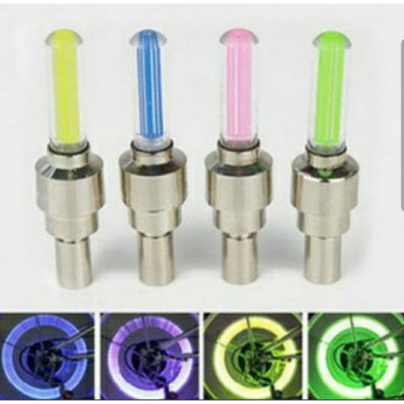 Tutup Pentil Ban Roda Lampu LED Nyala Sepeda Motor Mobil Sepasang