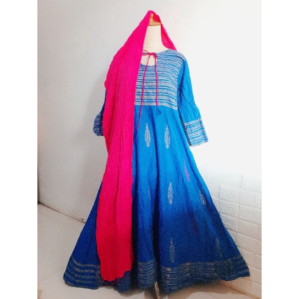 Baju india Biru BCA birelbaju kurti india Anarkali,gamis india megar baju wanita atasan wanita gamis