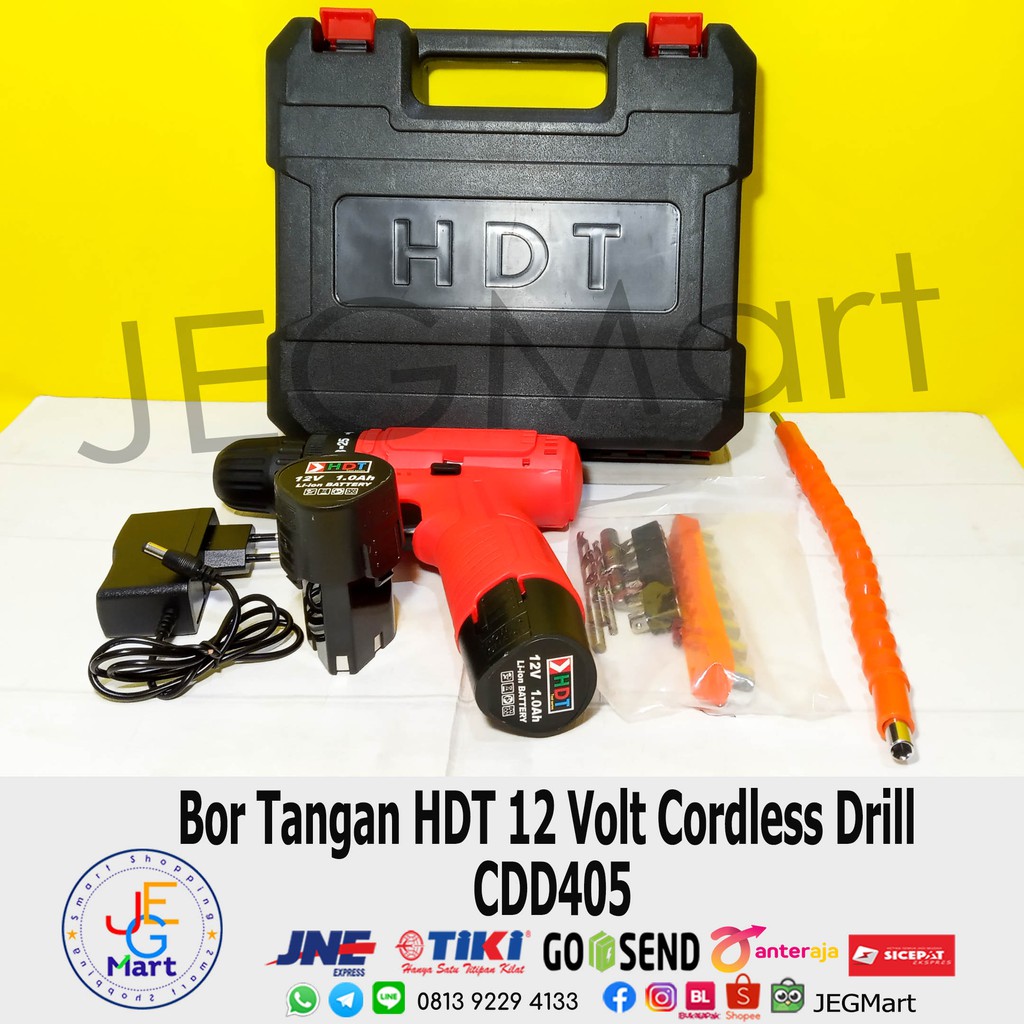 Mesin Bor Tangan HDT 12 Volt Cordless Drill CDD405