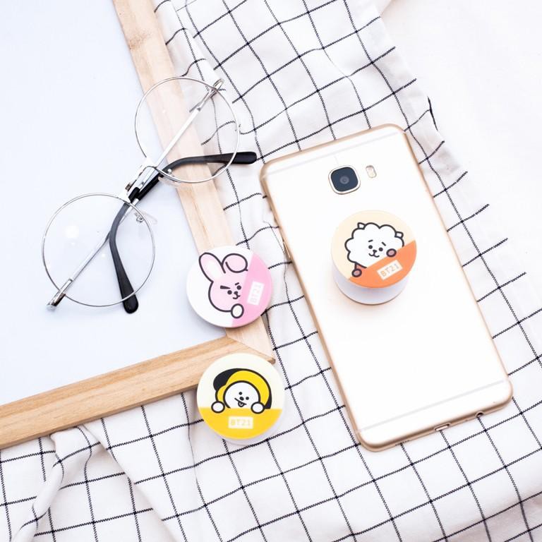 Phone Holder/ Pop socket KPOP Popsocket BTS BT21 Akrilik/ Stand HP/ Phone Grip TATA