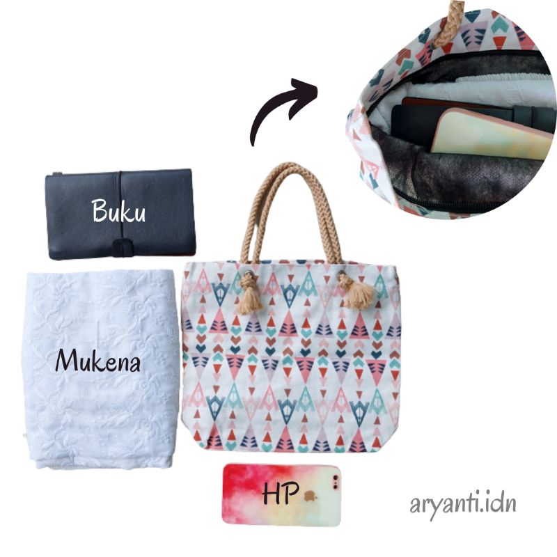 Mini Bag Aryanti Tas Mukena Kanvas Motif