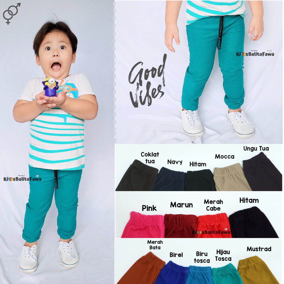 Jogger Pants Uk Bayi-9 Tahun / Celana Murah Panjang Semi Jeans Pants Baby Anak Laki Perempuan Polos