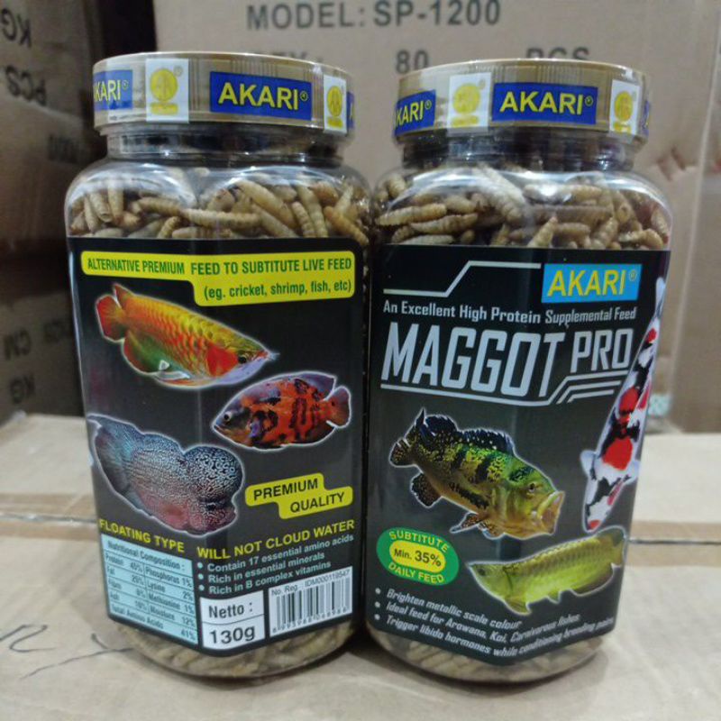 Makanan Ikan chana koi arwana AKARI AA MAGGOT PRO 130GR