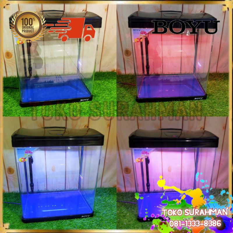 Aquarium Boyu EC 400 38x26x45 cm + Lampu LED 3 Warna + Pompa Filter