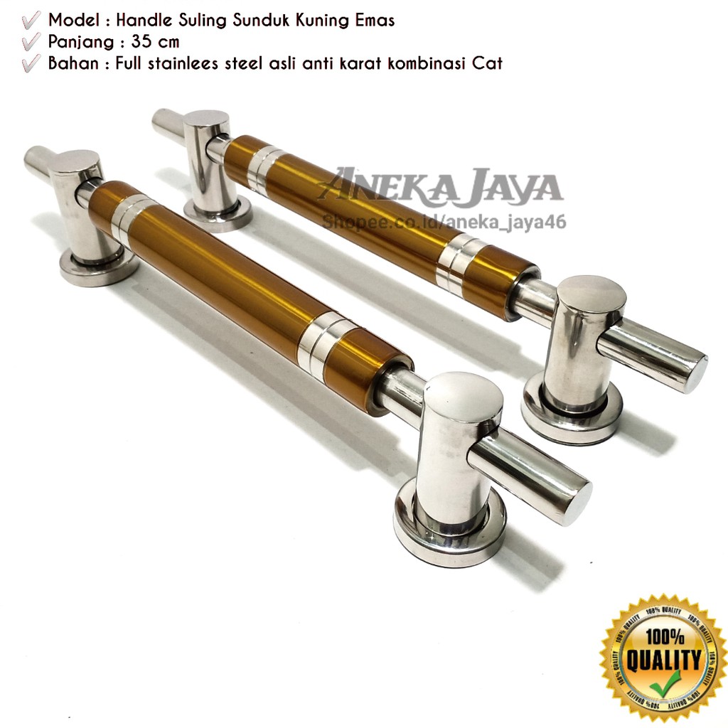 Handle Pintu rumah 35 cm kuning emas / Tarikan Pintu rumah / Pegangan Pintu rumah minimalis