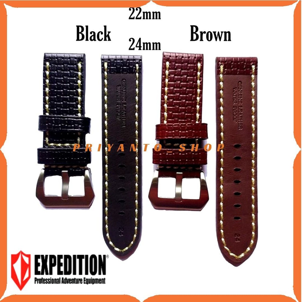 Tali Jam Tangan Kulit Asli Expedition 22mm 24mm Waterproof