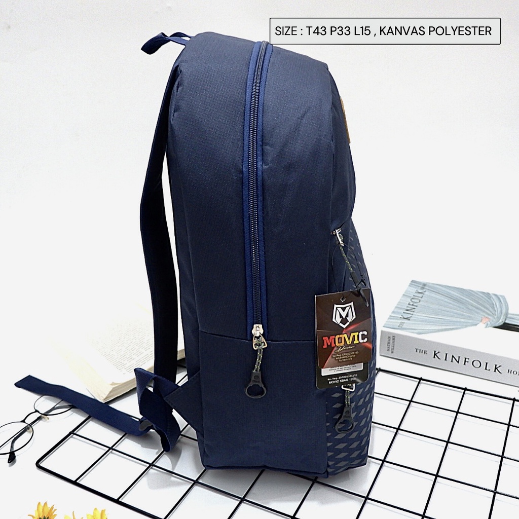 (NEVSET BAG) ransel sekolah menengah mahasiswa kampus bahan kanvas banyak ruang gesper wanita pria unisex