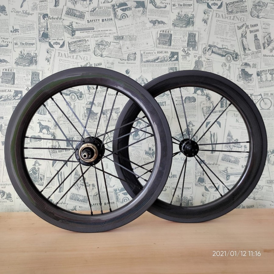 Wheelset Hubsmith SEMA Carbon 16&quot; untuk Brompton 3 4 Speed Velg Sepeda