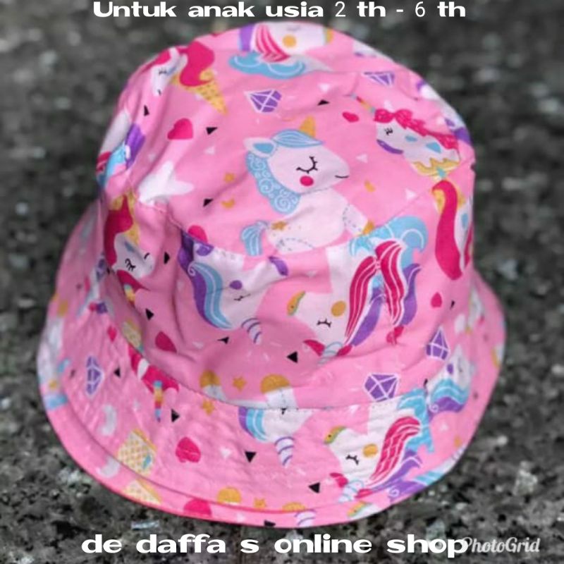 Topi bucket Hat Anak cewe Litle Pony pink