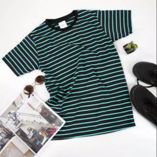 Kaos stripe hitam tosca kecil size S-5XL