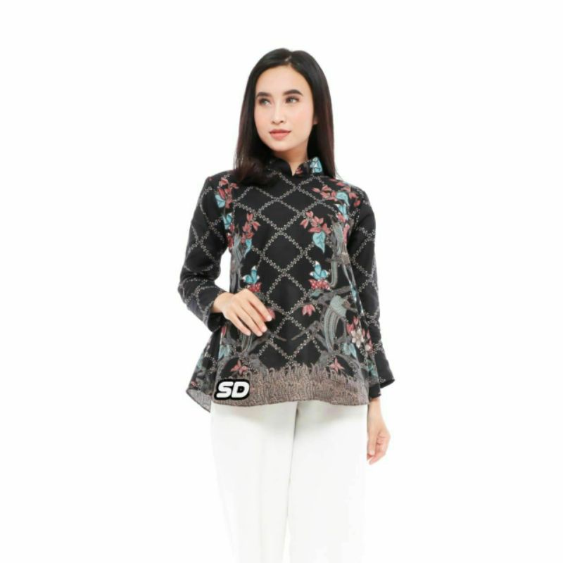 tey-17 Batik wanita ASJ SA HRB026 Kenongo Kemeja Tosca Pendek-Kode 3