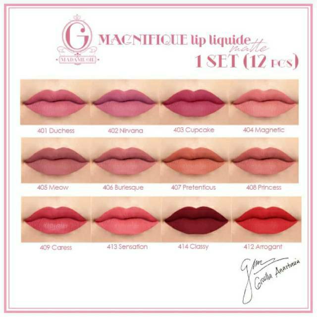PROMO 401 402 407 413 Magnifique lip liquide madame gie / lip cream lipcream madame gie / madam gie