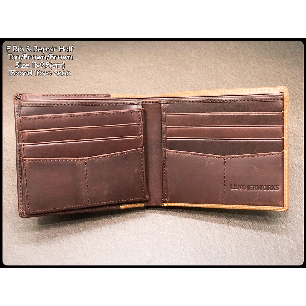 dompet pria F rib &amp; repair tan brown brown half premium quality bahan kulit sapi asli dompet kulit