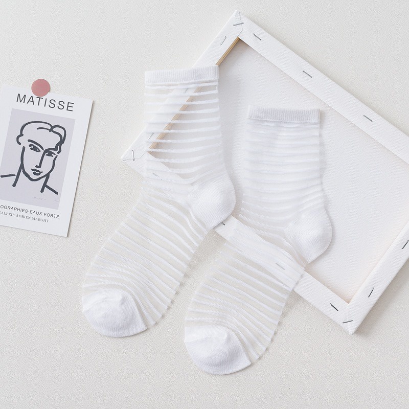 Kaos Kaki Transparan Bermotif Kaos Kaki Wanita Import Elegant Ankle Stocking KK-019-6
