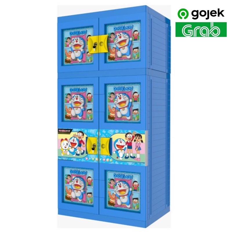 LEMARI PAKAIAN ANAK KARAKTER GANTUNG RAK NAIBA 1853 / LEMARI PLASTIK MURAH / LEMARI ANAK / DORAEMON 