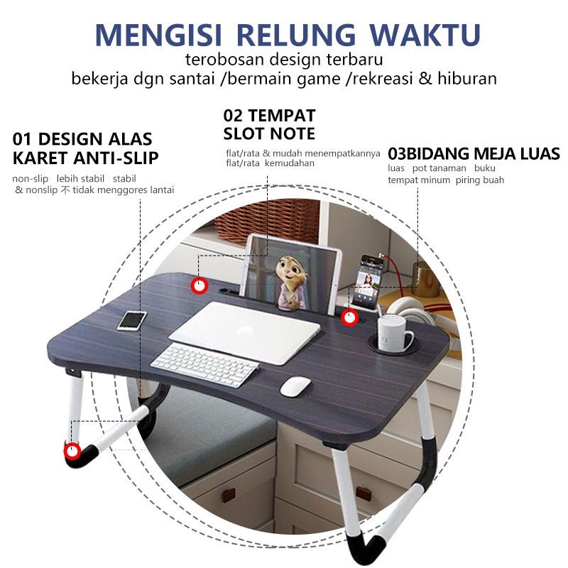 PROMO Meja Laptop JUMBO / Meja Lipat / Meja Belajar Lipat / meja lipat besar meja belajar portable meja kayu polos