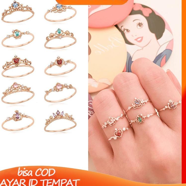 Jpw05 【Ready stock】❤️Disney Style Cincin Princess Ring 925 Perak Korea Disesuaikan Hadiah Lloyd Luxu