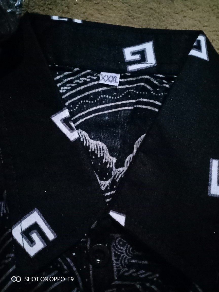 Kemeja Batik Pria Lengan Panjang Size M L Xl Xxl  Bswart Batik Hrb026 Kenongo Hem Panjang Padi