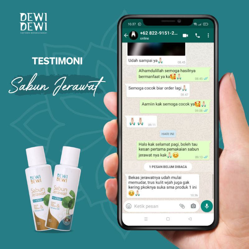 DEWI DEWI Sabun Jerawat Acne Soap Facial Wash 100ml - Untuk Menghilangkan Jerawat Dan Bekas Jerawat - Sabun Jerawat Ampuh Pria Dan Wanita - Skincare Pria Wanita - Sabun Wajah Jerawat