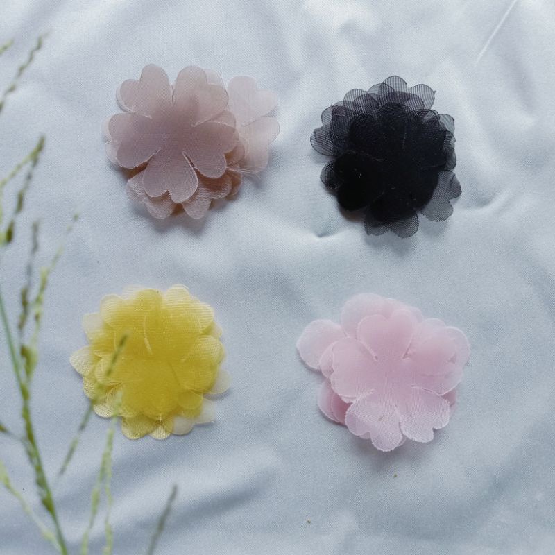 Aplikasi bunga polos organza/Payet/ bunga kebaya