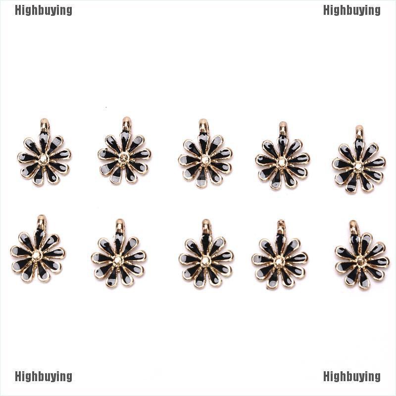 Hbid Glory 10PCS Liontin Bunga Enamel Bahan Alloy Untuk DIY Perhiasan