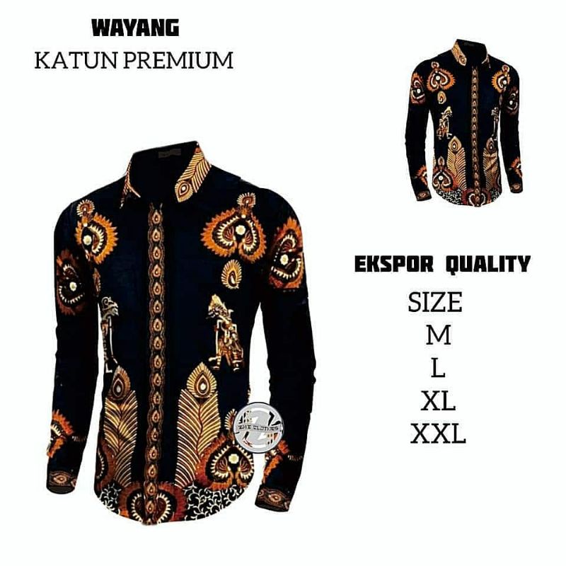 BATIK PRIA SIZE M L XL XXL  BSWART BatiK HRB026 Kenongo Hem Panjang Padi