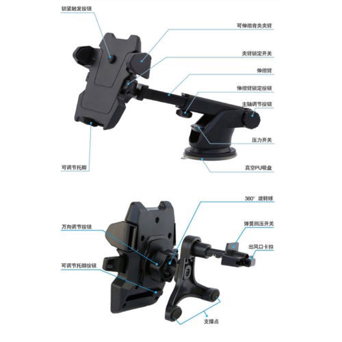 Universal GPS 360°Car Auto Holder Windshield Mount Bracket Holder for Mobile Cell Phone