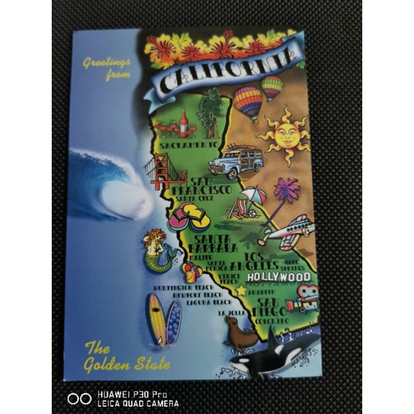 

kartu pos peta California/california map postcard