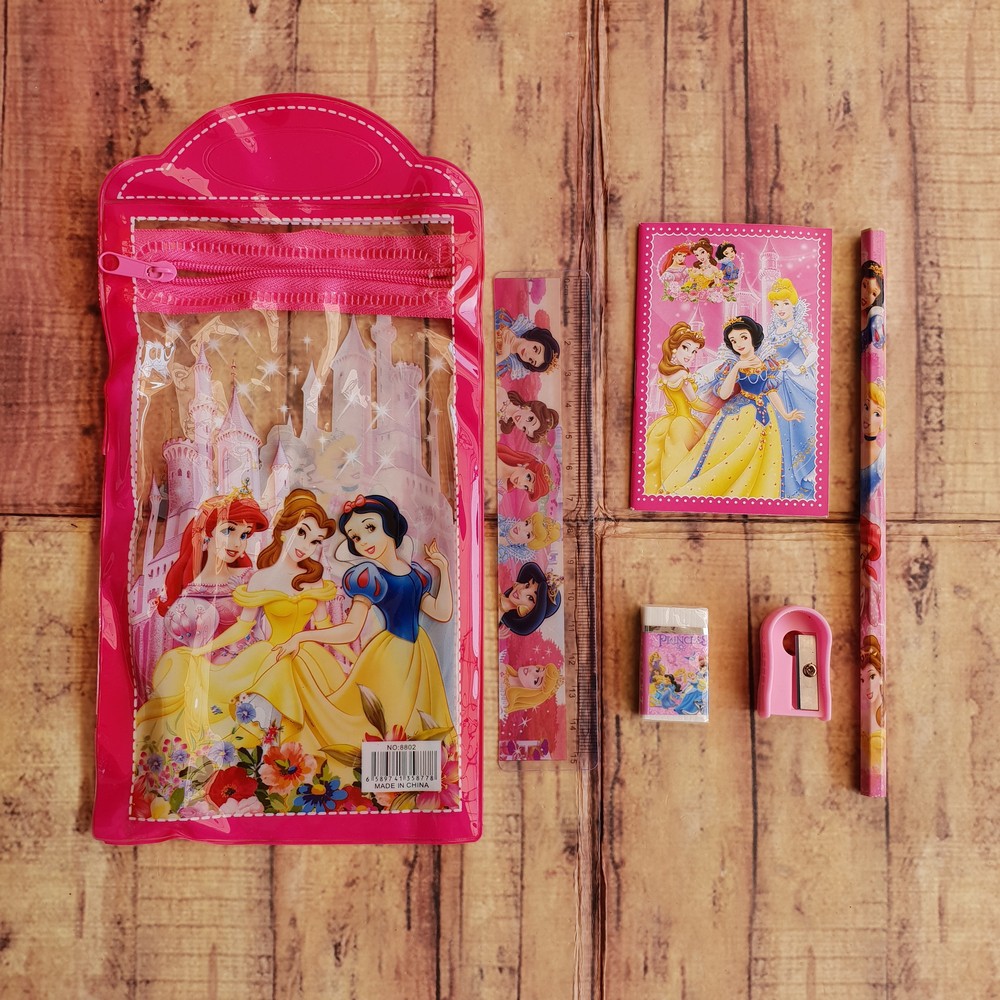 Study Set Motif - Pencil Case Set 6 In 1 with Handle 8802 - Tenteng 8802