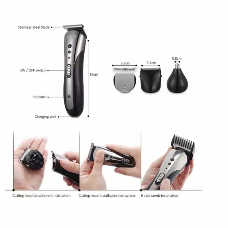 Kemei km 1407 Alat Cukur Rambut Bayi Elektrik Kumis Jenggot Bulu Hidung 3 in 1 Original Shaver