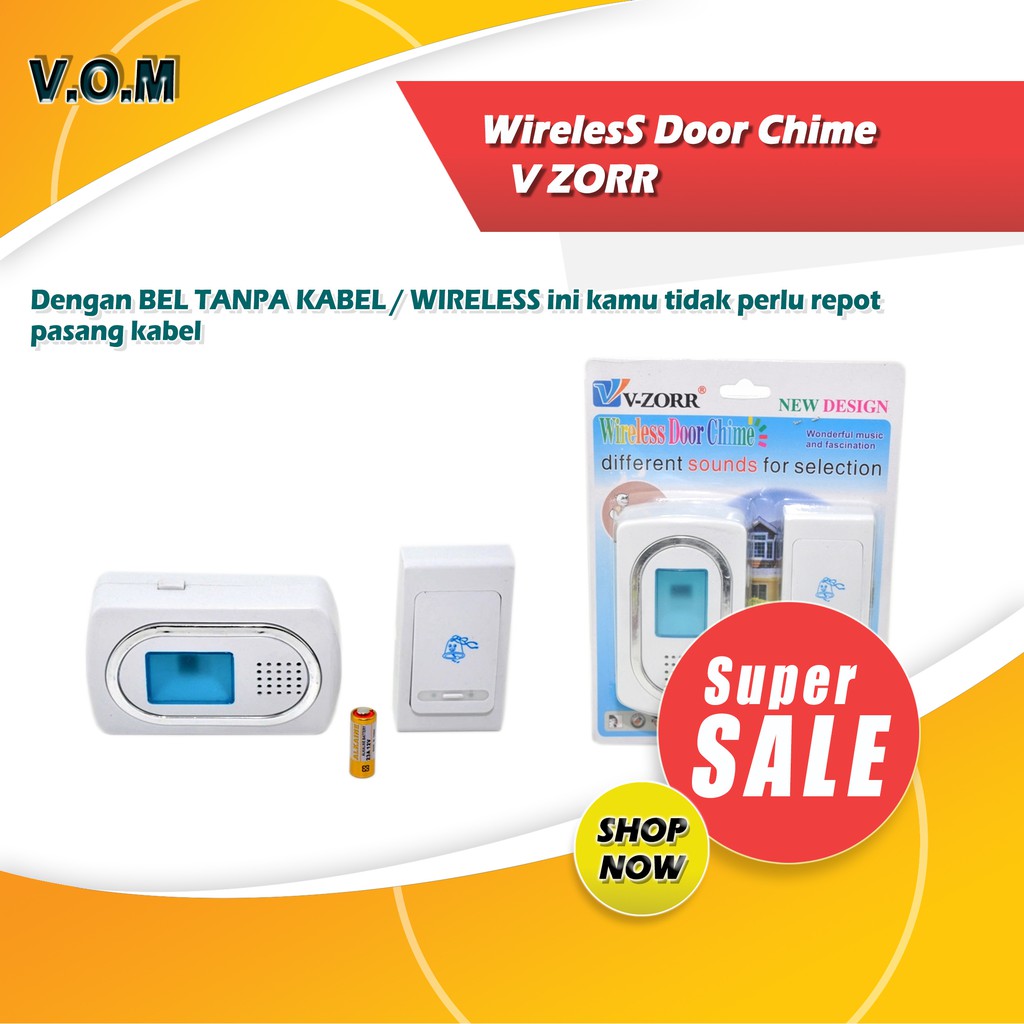 VOM WirelesS Door Chime V ZORR Bel Pintu Tanpa Kabel - 0276