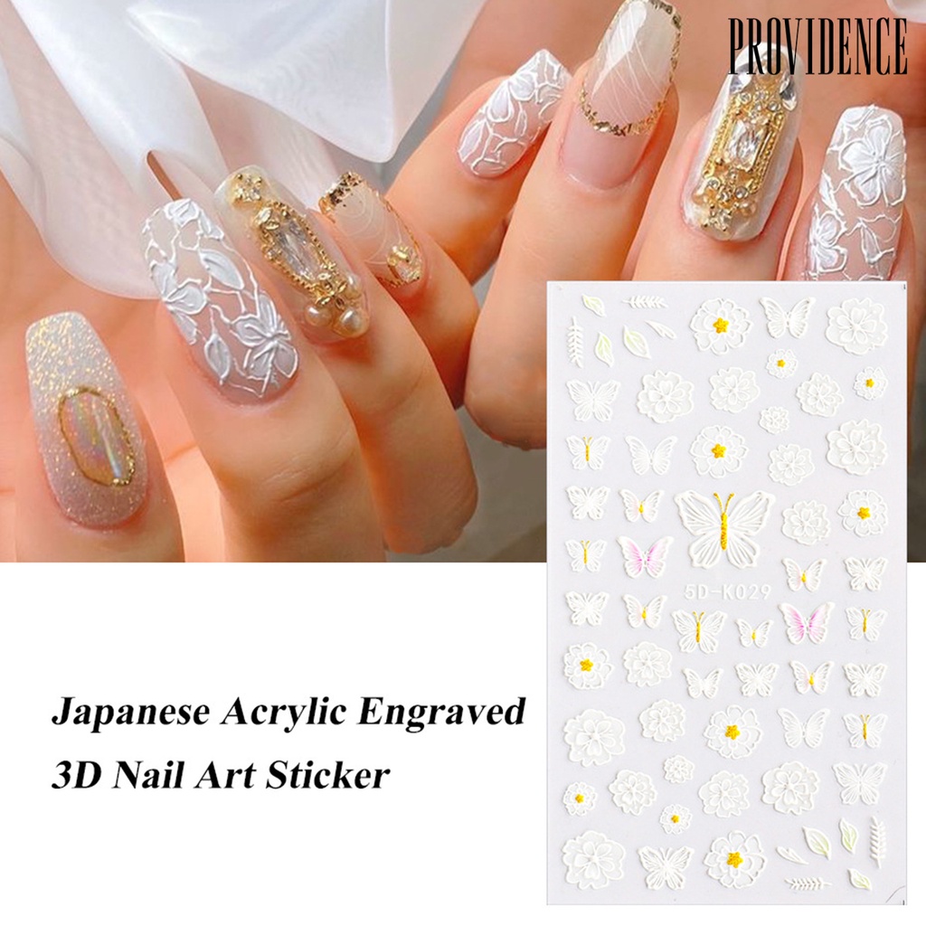 Providence Stiker Kuku Motif Kupu-Kupu / Bunga / Lace 5d Untuk Nail Art / Manicure Diy