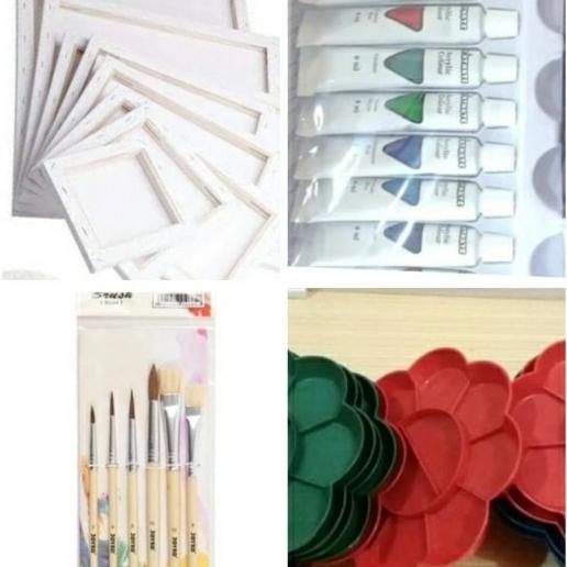 

paket lukis (kanvas 30x40+palet+kuas cat akrilic