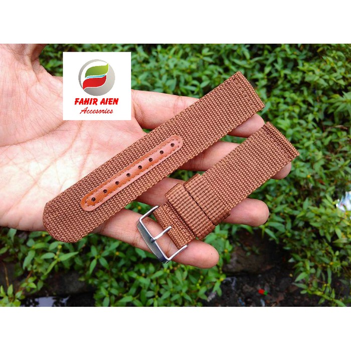 TALI JAM TANGAN KANVAS COKLAT 20MM 22MM DAN 24MM KANVAS STRAP