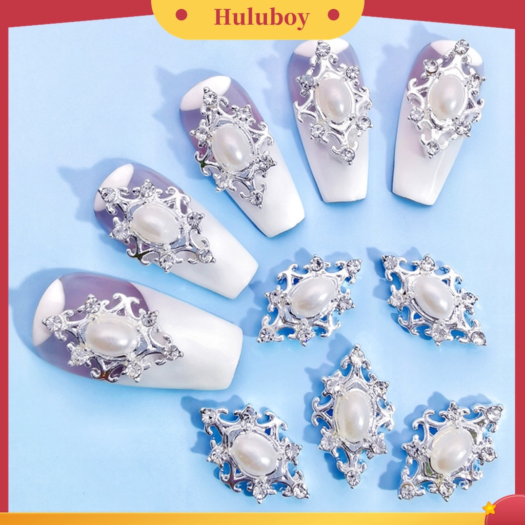 Huluboy Huluboy♡ 10pcs / Kantong Ornamen Berlian Imitasi 3D Aneka Bentuk Bahan Alloy Untuk Kerajinan Manicure Nail Art