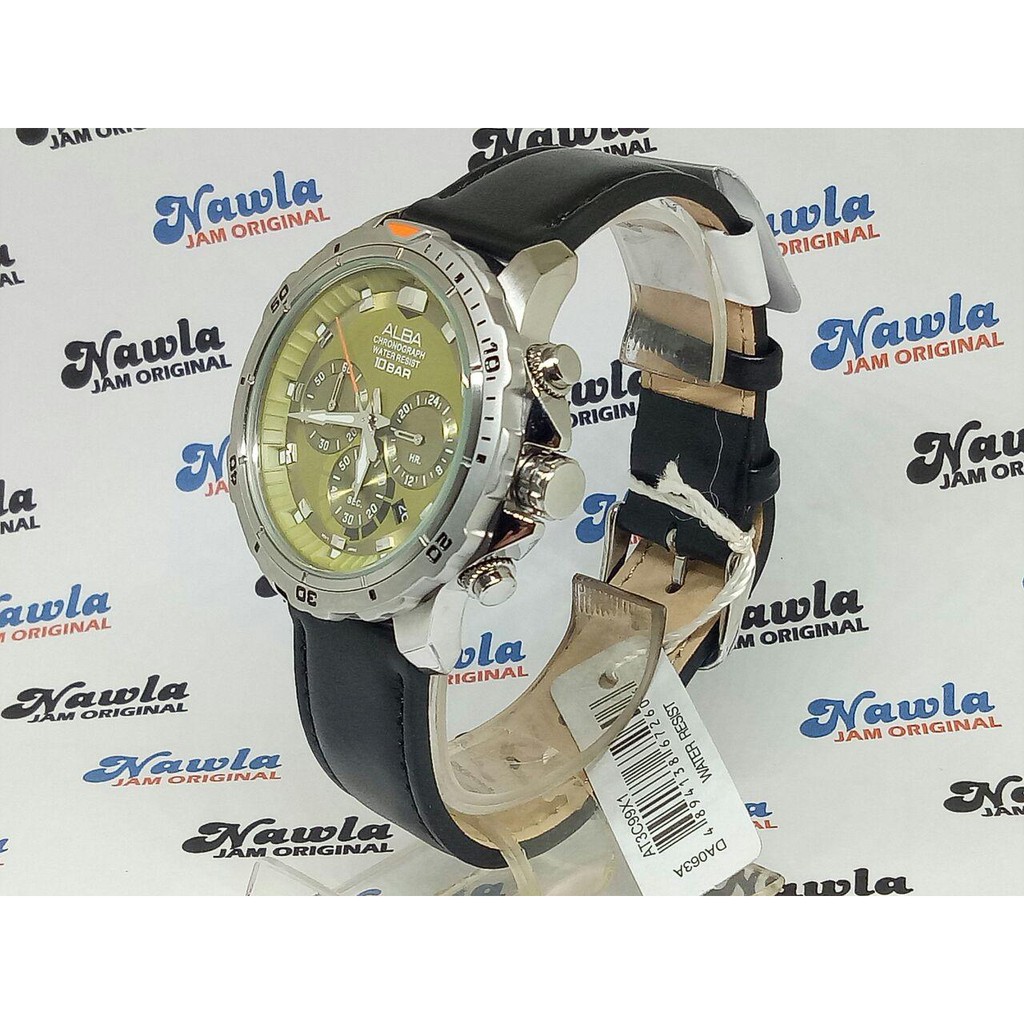 Alba Quartz AT3C99X1 Chronograph Khaki Dial - Jam Tangan Pria AT3C99